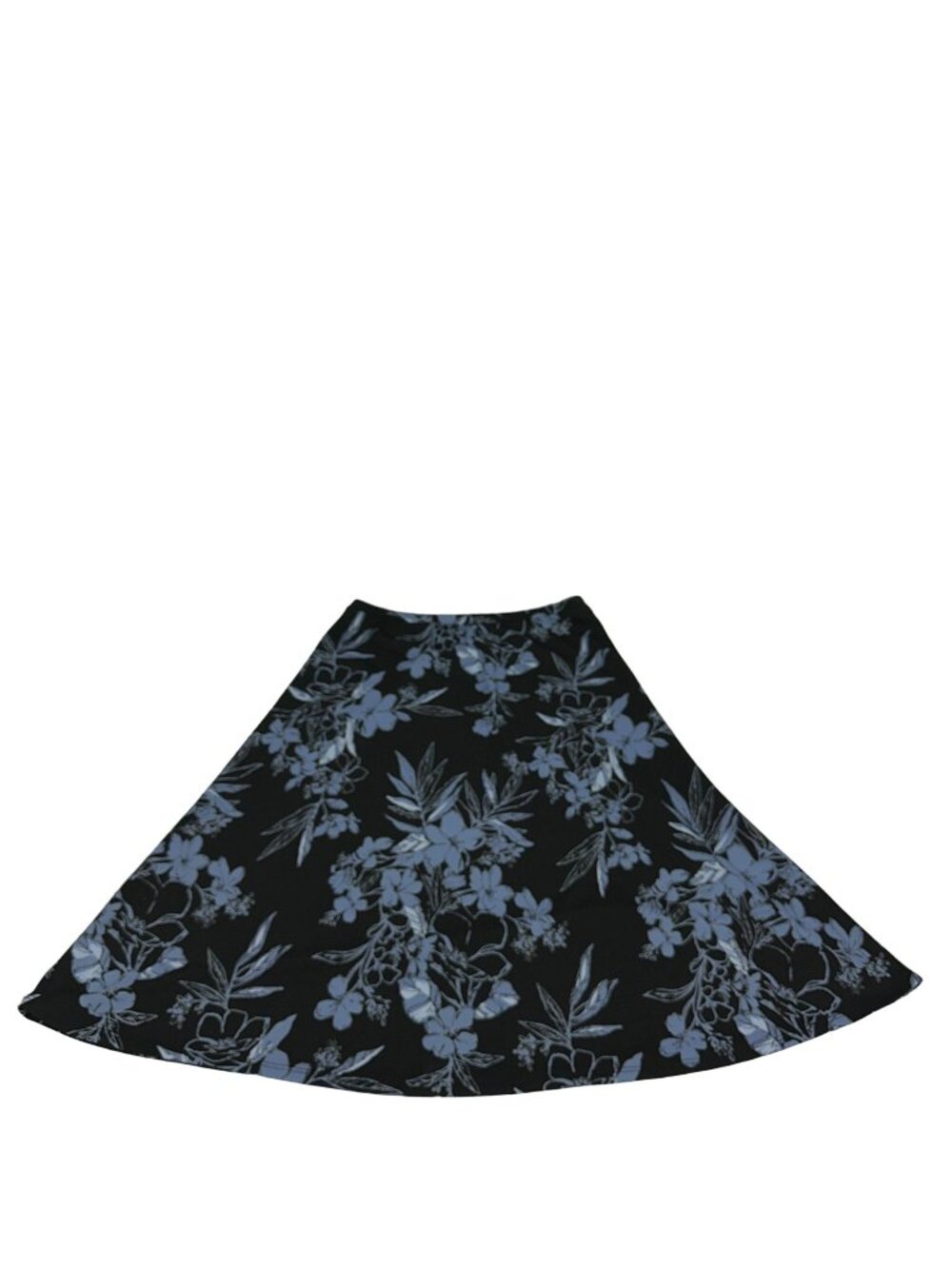 Amanda Smith Womens Floral A-Line Skirt S Blue Black Lightweight Polyester